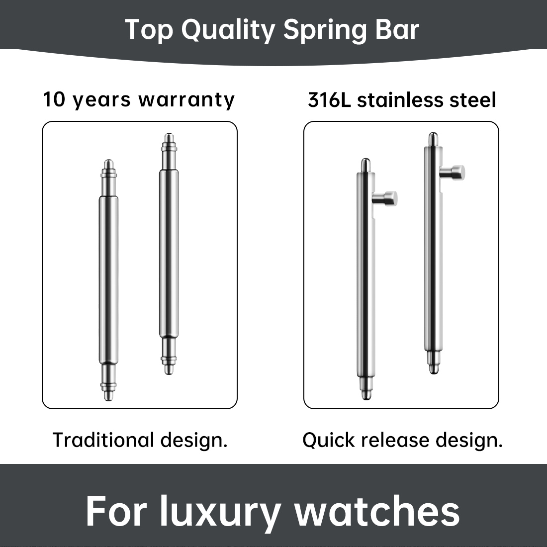 Curved Spring Bar - Maikes 316L Edelstahl Schnellverschluss-Uhrenfedersteg 18 mm