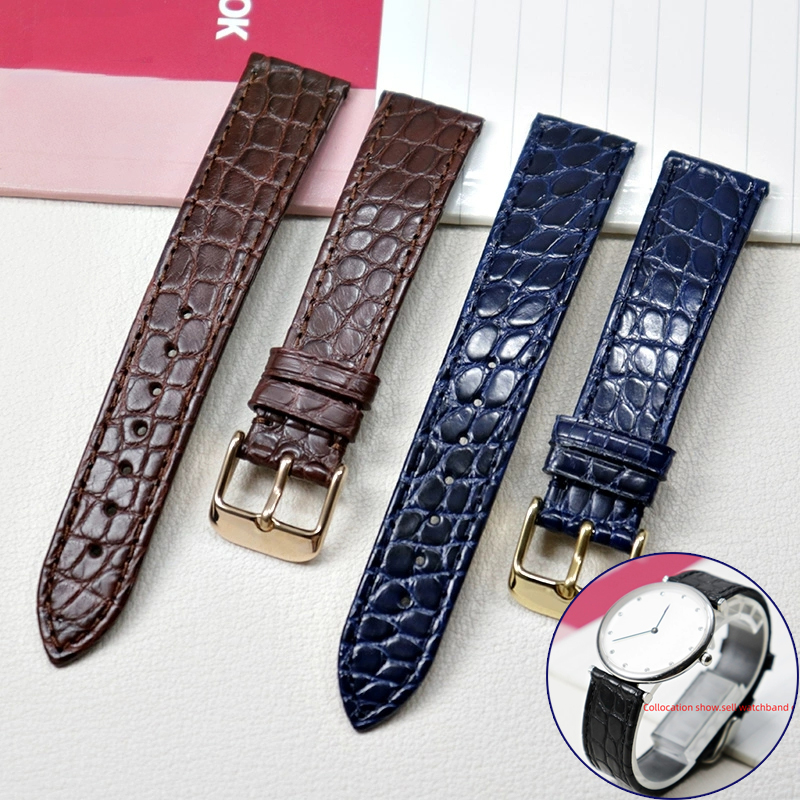 Cartier Watch Tank - Dünnes Krokodil-Echtlederarmband für Longines L4 L2